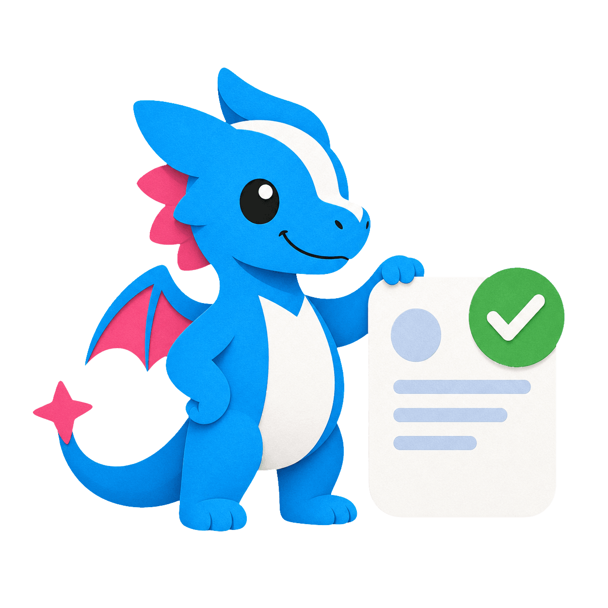 Proofling mascot celebrating an approved proof card